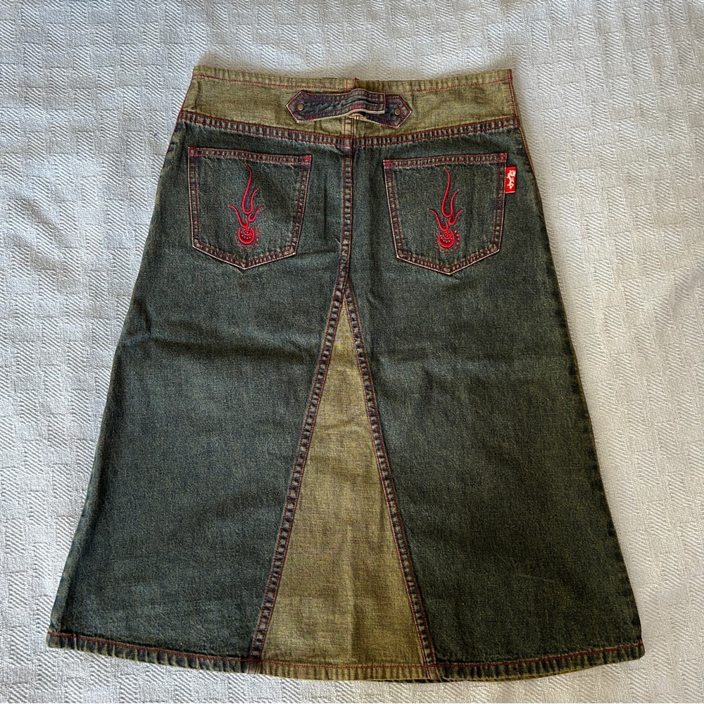 Y2K cotton denim midi skirt size 6/medium